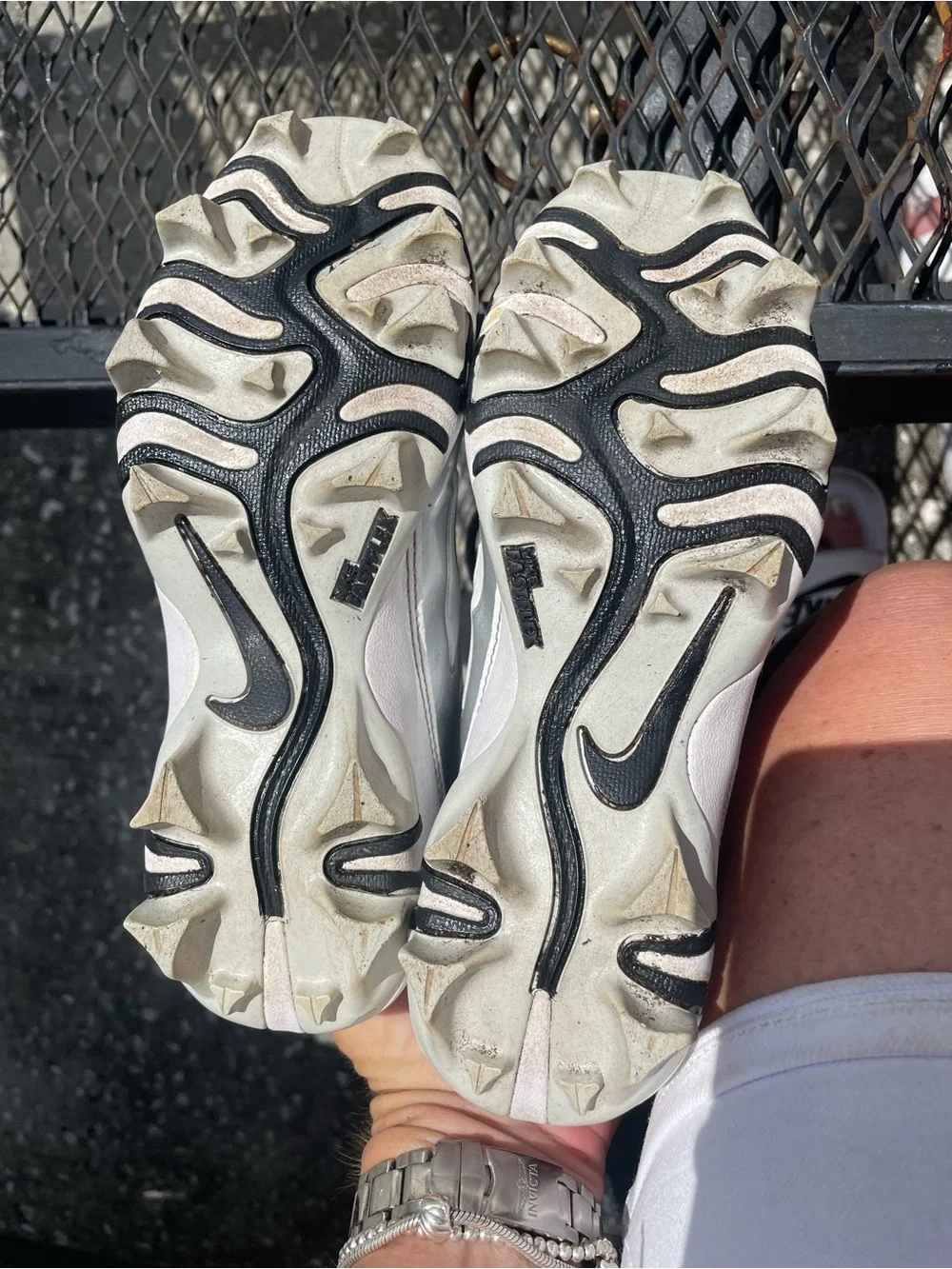 Nike Kids White and Silver Cleats